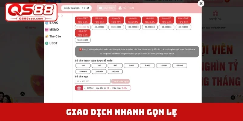 Giao dịch nhanh gọn lẹ